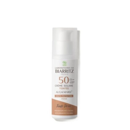 Alga Maris getinte zonnecrème gezicht SPF50 golden